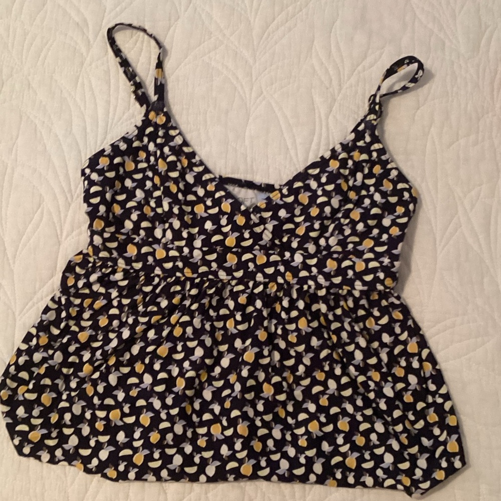 LOFT Black and Yellow Floral Tankini Top